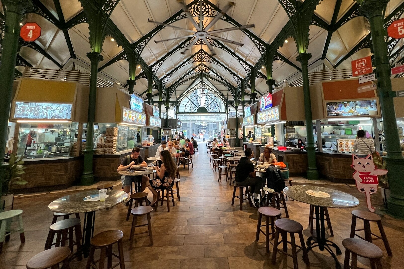The Maxwell Hawker Centre in the Mall of the Philippines, showcasing diverse food options and a lively dining atmosphere.
